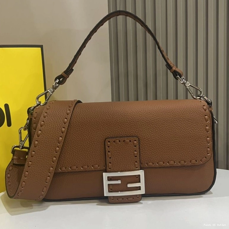 HOT Baguette Medium In Selleria Romano Brown Fendi Bag Leather Cuoio 0725